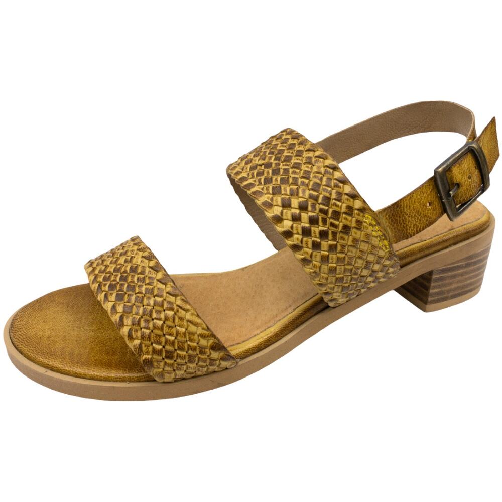 Seychelles Bring It Back Tan Woven Leather Slingback Block Heel Sandal 8